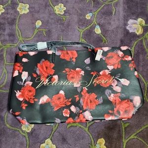 NWT Black/red floral Victoria's Secret tote